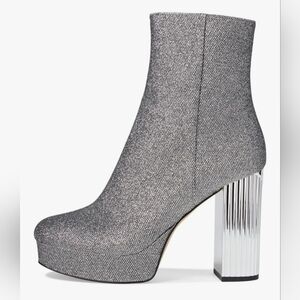 Michael Kors Porter Platform Bootie Silver Sz 5